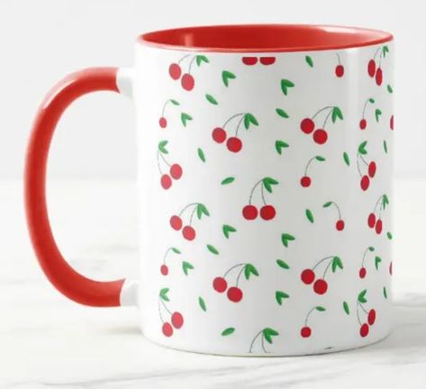 Cherry Mug, Diy Pottery Painting, Red Coffee, Red Mug, Diy Pottery, Diy Crafts To Do, Ceramic Cup, Mug Coffee, Pottery Painting