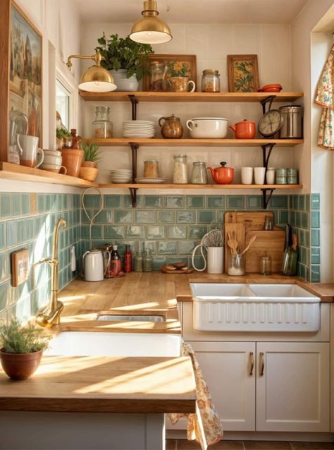 Interiors Kitchen, Cosy Kitchen, Home Bar Designs, Tiny Kitchen, Dream House Interior, Cottage Kitchen, Dream House Decor, Dream Home Design, Dream Kitchen