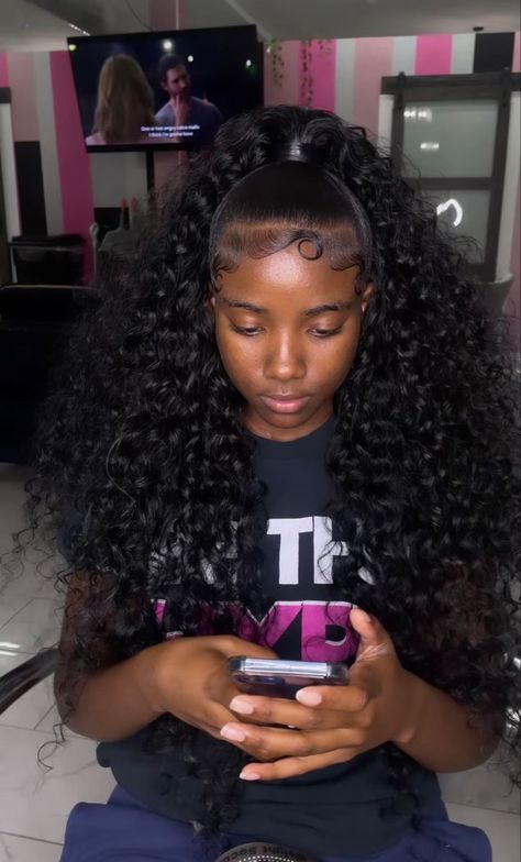 Up Down Ponytail Hairstyles Weave, Picture Day Hairstyles Black Women, Peekaboo Half Up Half Down, Back To Hairstyles For Black Teens, Half Up Half Down Hair Black Women Ponytail, Black To School Hairstyles, 16 Birthday Hairstyles Braids, Black Girls Hairstyles Back To School, Back To School Black Hairstyles