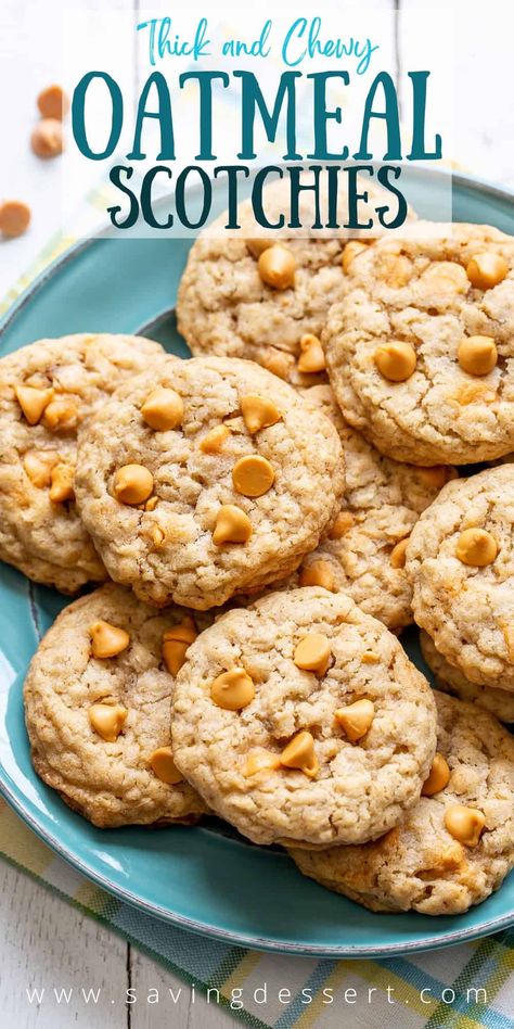 Butterscotch Chip Cookies, Live Well Bake Often, Oatmeal Scotchies, Oatmeal Butterscotch Cookies, Oatmeal Cookie Recipe, Delicious Oatmeal, Butterscotch Cookies, Classic Cookies Recipes, Oatmeal Cookies Chewy