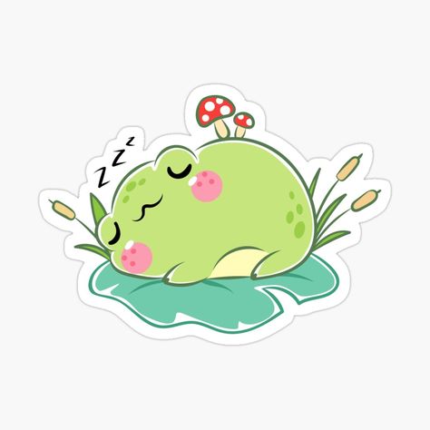 Sleeping Frog Drawing, Frog Sleeping, Lily Pad Drawing, Adorable Frogs, Lazy Frog, Frog Illustration, Frog Tattoos, Frog Drawing, Frog Art