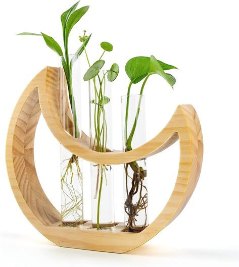 Ceiner Plant Propagation Stations, Crescent Moon Table Terrarium Stand for Indoor houseplants, Wooden Wall Hanging Planter Vase with Glass Test Tube for Office Decor Aesthetic Table Terrarium, Office Decor Aesthetic, Terrarium Stand, Moon Table, Fa Fal, Plant Propagation, Houseplants Indoor, Glass Planter, Wooden Wall Hangings