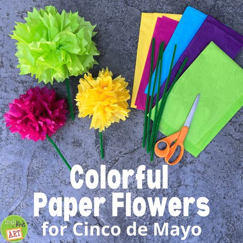 Cinco De Mayo Arts And Crafts For Kids, Orange Marigolds, Flower Scissors, Art Fundraiser, 5 De Mayo, Paper Flower Crafts, Colorful Paper, Fun Arts And Crafts, Gift Toppers