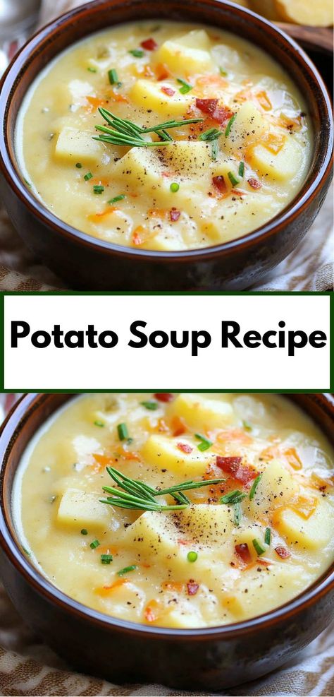 Love potatoes soup recipes? This Potato Soup recipe is ideal for dinner ideas easy and healthy. Try it tonight for a satisfying meal from your soup recipes collection. Potatoes Soup Recipes, Classic Potato Soup Recipe, Classic Potato Soup, Potato Soup Recipes, Potatoes Soup, Thai Coconut Curry Soup, Creamy Potato Soup Recipe, Rich Beef Stew, Homemade Potato Soup