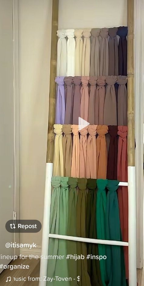 Hijab Closet Organization, Hijab Storage Ideas Scarf Organization, Hijab Organization Ideas Closet, Hijab Organisation, Hijab Storage Ideas, Hijabi Essentials, Hijab Organization Ideas, Hijab Organization, Hijab Organizer