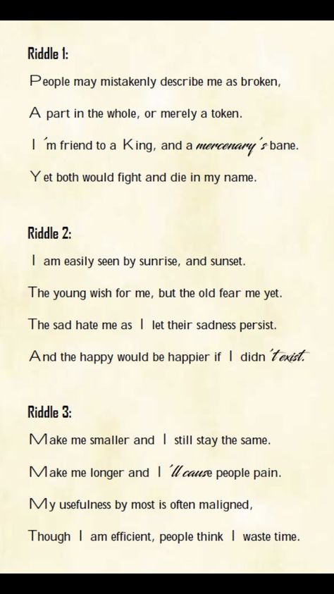 Dnd Riddles With Answers, Dnd Puzzles Ideas, Dnd One Shot Ideas, Dnd Riddles, Dnd Basics, Dnd Ideas For Dms, Dnd Castle, Dnd Prompts, Dnd Puzzles