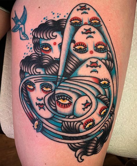 Occult Traditional Tattoo, Creepy Neo Traditional Tattoo, Witchy Neotraditional Tattoo, Satanic American Traditional Tattoo, American Traditional Occult Tattoo, School Tattoo, Tattoo Portfolio, American Traditional, Tatting