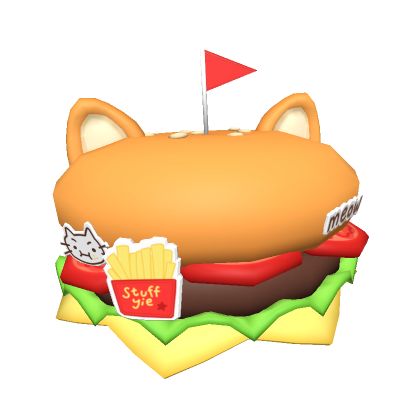 ♡ cutesy fast food silly kitty cheese burger hat Silly Kitty, Cheese Burger, Roblox 3, Very Cute Dogs, Roblox Shirt, Create An Avatar, Kawaii Accessories, Cute Games, Cool Avatars