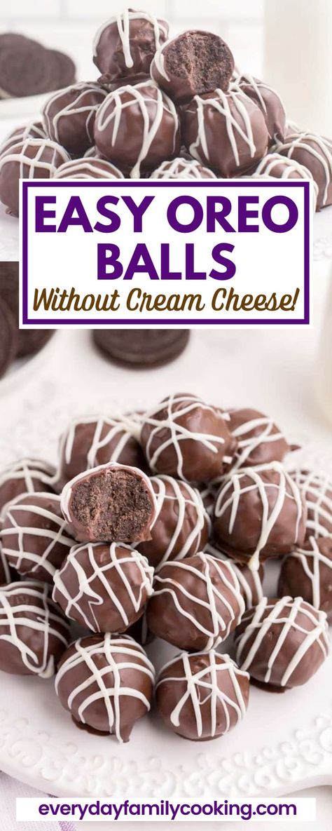 Oreo Balls Without Cream Cheese, Oreo Truffles Christmas, Easy Oreo Balls, Cream Cheese Balls Recipe, Oreo Balls Christmas, Oreo Cake Balls, Chocolate Desserts Fancy, Sweet Truffles, Oreo Balls Recipe