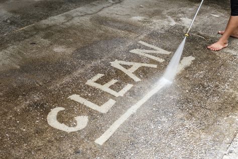 6 Easy Ways to Clean Your Concrete Patio for Spring Cleaning Concrete Driveway, Cleaning Concrete Floors, Decorative Concrete Patio, Concrete Cleaner, Concrete Backyard, Paint Concrete Patio, Clean Concrete, Clean Patio, Pool Shock