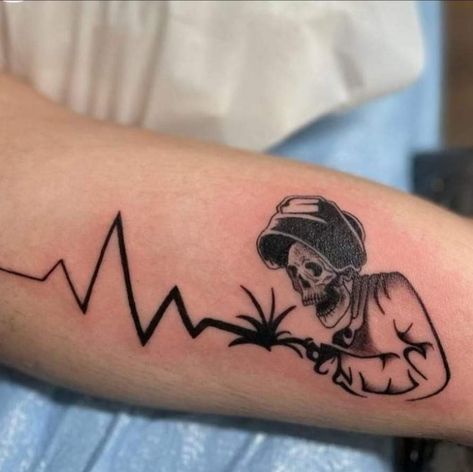 Skeleton Welding Tattoo, Blue Collar Worker Tattoo For Men, Tough Guy Tattoos, Welding Tattoo For Women, Welding Tattoo Ideas For Men, Blue Collar Tattoo For Men, Welding Tattoo Ideas, Diesel Mechanics Tattoo, Cool Tattoo Ideas For Men