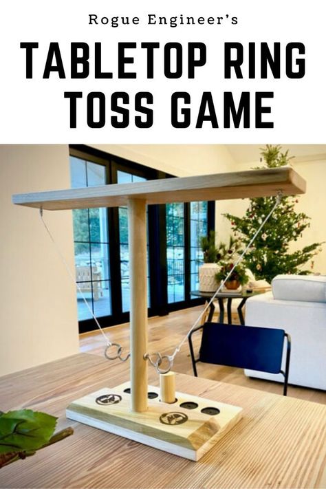 Small Easy Woodworking Projects Wooden Table Top Games, Homemade Ring Toss Game, Diy Table Top Games, Games Made Out Of Wood, Table Top Games Diy, Hook And Ring Game Diy, Ring Toss Game Diy, Toss Game Diy, Diy Wooden Games