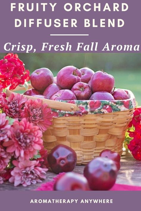 This Fruity Orchard Essential Oil Blend recipe uses a combination of classic fall scents with a few fruit scents that add a hint of freshness to the blend. Fruity Diffuser Blends, Apple Orchard Diffuser Blend, Autumn Scents Essential Oils, Fall Defuser Blend, Anthro Autumn Diffuser Blend, Fall Essential Oil Blends, Fall Essential Oils, Fruit Scent, Aromatherapy Blends