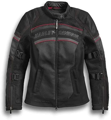 Womens Harley Davidson Mesh Riding Jacket Hip Release, Embossed Graphics, Motorbike Jackets, Heated Jacket, Riding Jacket, Harley Davidson Women, Body Armor, Mesh Sleeves, Mandarin Collar