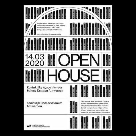 Icographica on Instagram: “Repost from @swissgraphic  Open House 2020. Poster submission for @royalacademyantwerp  Design: Lisa Reckeweg @lmrgraphic, Charly Boenner…” House Poster Design, House Poster, Digital Art Beginner, Art Typography, Conversion Rate, Design Graphics, Google Ads, Typography Poster, Design Reference