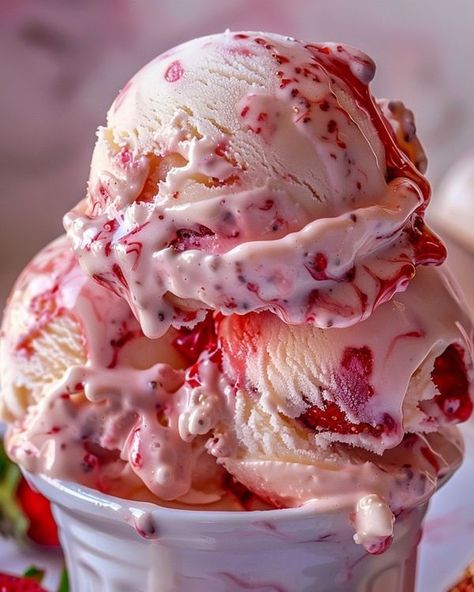 Homemade Cooking Crust | Strawberry Sensation Ice Cream 🍓 | Facebook Strawberry Ice Cream Aesthetic, Strawberry Sundae, Ice Cream Ingredients, Random Aesthetics, Homemade Cooking, Food Crush, Atif Aslam, Cream Aesthetic, Strawberry Ice Cream