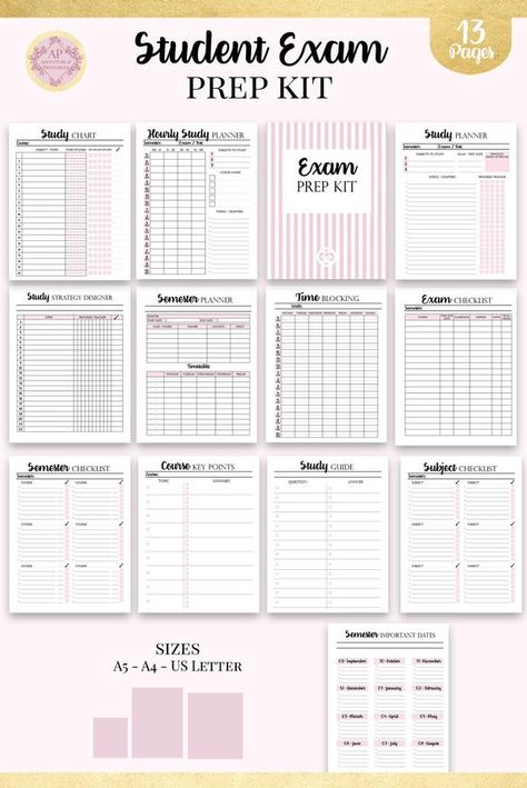 Exam Study Planner, Student Study Planner, Student Survival Kits, Time Blocking Planner, Exam Planner, School Agenda, Essay Planner, Student Finance, Student Exam