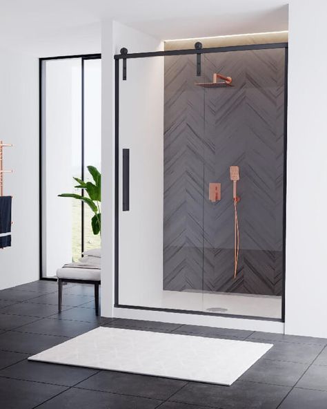 Spare Bathroom Remodel, Shower Barn Door, Bathroom Sliding Glass Door, Normal Bathroom, Bathroom Remodel 2023, Coastal Shower Doors, Sliding Shower Doors, Spare Bathroom, Bathroom Improvements