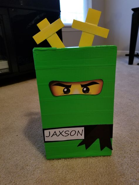 Lego Ninjago Valentine's Day Box Ninjago Valentine Box Ideas, Ninja Valentines Boxes, Decorated Shoe Boxes, Ninjago Valentines, Ninja Valentine, Valentine's Boxes, Minecraft Valentines, Diy Valentines Box, Kids Valentine Boxes