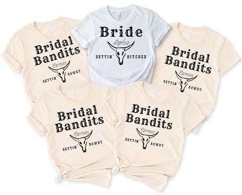 Personalized Western Bride Shirt Bachelorette Hen Group Matching Tees Party Shirts bridal Cowgirl Wedding Nashville Top Gift Bride Crew JGA Bridal Cowgirl, Wild Bachelorette Party, Western Bride, Bride Bachelorette Shirts, Bride Era, Western Bachelorette, Bachelorette Tees, Flower Girl Shirts, Bridesmaid Shirt