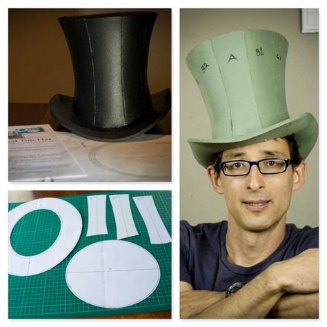 Top Hat Diy, Top Hat Pattern, Top Hat Centerpieces, Top Hat Costume, Mad Hatter Top Hat, Leather Top Hat, Hat Template, Steampunk Top Hat, Crazy Hat Day