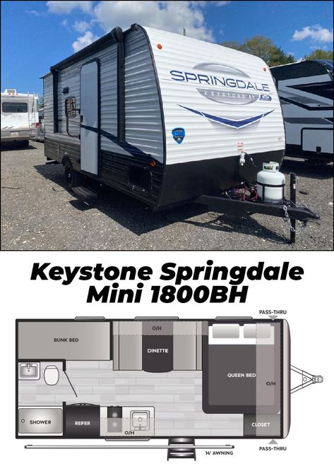 💚 Don't forget to SAVE this! 💚 Budget friendly, fully equipped, camper's camper - meet the Keystone Springdale Mini 1800BH travel trailer. Click the link for more details and specs. #BeckleysRVs #RelaxExploreLIVE Beds Queen, Keystone Rv, Mini Camper, Gas Range, Heated Floors, Gas And Electric, Safety Glass, Queen Bed, Classic Mini