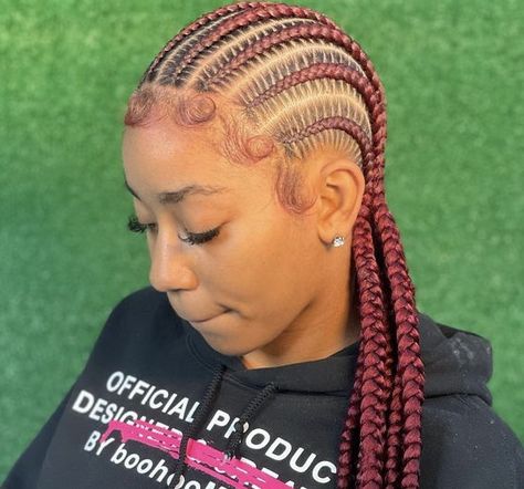 Burgundy Stitch Braids, Black Box Braids, Protective Braids, Feed In Braids, Different Braids, Lil Girl Hairstyles, Braiding Styles, Feed In Braids Hairstyles, Braided Cornrow Hairstyles