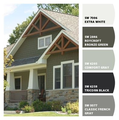 Paint colors from ColorSnap by Sherwin-Williams Cottage Exterior Colors, Gray House, Homes Exterior, Craftsman Exterior, Cottage Exterior, Pintura Exterior, Exterior Color Schemes, Exterior Paint Colors For House, Craftsman Style Homes