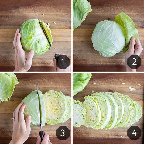 Grilled Cabbage Recipes, How To Shred Cabbage, How To Cut Cabbage, Baked Cabbage Steaks, Southern Coleslaw, Cabbage Steaks Recipe, Blackened Fish Tacos, Cabbage Wraps, Types Of Cabbage