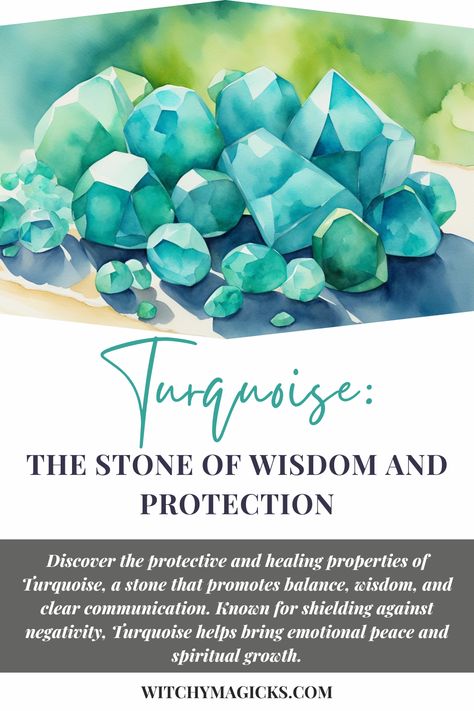 Turquoise is a stone known for its powerful magical properties of protection, healing, and balance. This ancient gemstone is believed to shield against negativity, promote clear communication, and bring emotional stability. Whether worn as jewelry or used in meditation, Turquoise helps enhance wisdom and spiritual growth. Add Turquoise to your spiritual toolkit today! #TurquoiseMagic #HealingCrystals #ProtectionStones #SpiritualHealing #WisdomAndBalance Turquoise Meaning, Crystal Magick, Chakra Alignment, Emotional Stability, Cleansing Crystals, Crystals Healing Properties, Herbal Magic, Clear Communication, Crystal Shapes