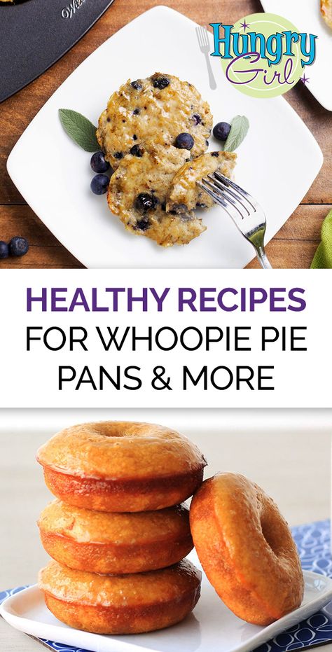 Healthy Recipes Using Specialty Baking Pans: Whoopie Pie, Donut & More | Hungry Girl Whoopie Pie Pan, English Muffin Breakfast, Donut Baking Pan, Whoopie Pie Recipe, Hungry Girl Recipes, Whoopie Pie, Hungry Girl, Mini Muffin Pan, Pan Recipes