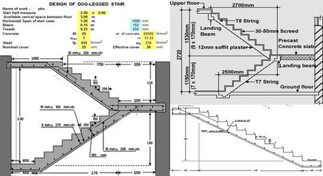 Dog Legged Staircase, Civil Engineering Software, Civil Engineering Books, Concrete Calculator, Staircase Landing, Excel Sheet, Dog Leg, Concrete Stairs, Building Furniture