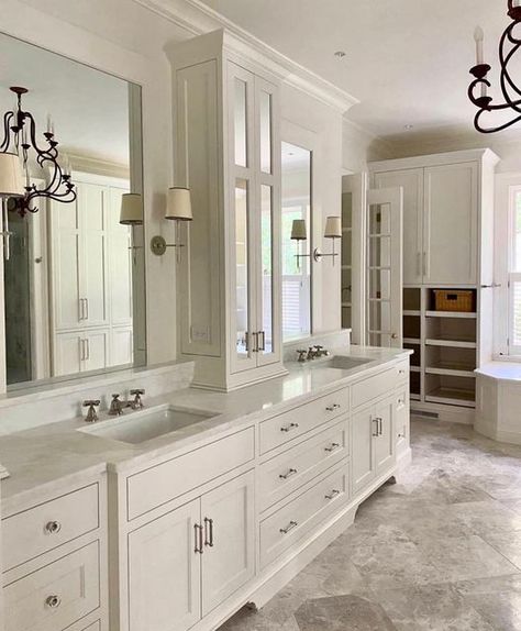 Bathroom Vanity Tower, Master Bath Vanity Ideas, Bath Vanity Ideas, Master Bath Vanity Ideas Double Sinks, Vanity Tower, Restroom Remodel, Elegant Bathroom Design, Master Bath Vanity, Double Sinks