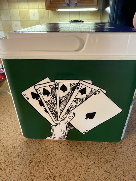 Frat Formal Flask Ideas, Casino Frat Cooler, Formal Cooler Ideas Nashville, Las Vegas Frat Cooler, Vegas Cooler Fraternity, Poker Frat Cooler, Frat Coolers Vegas, Pike Cooler Ideas Fraternity, Theta Chi Cooler