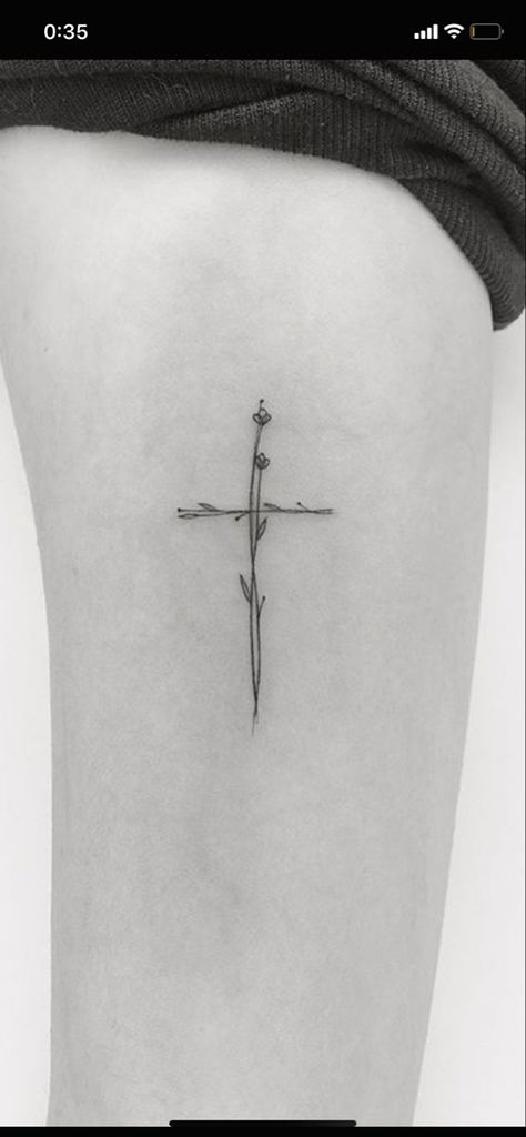 Cross Dove Tattoo, Christian Nature Tattoos, Delicate Cross Tattoo For Women, Old Rugged Cross Tattoo, Simple Christian Tattoos For Women, Fine Line Cross Tattoo, Small Catholic Tattoos, Inspirational Wrist Tattoos, Tiny Cross Tattoo