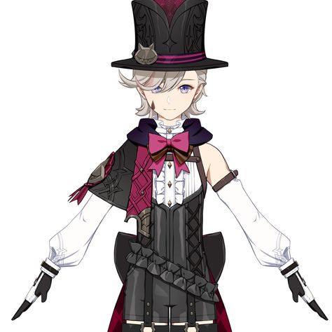 Genshin Design, Lyney Genshin, Body Png, Character Sheet, Anime Angel, The Magicians, Genshin Impact, I Love Him, Full Body