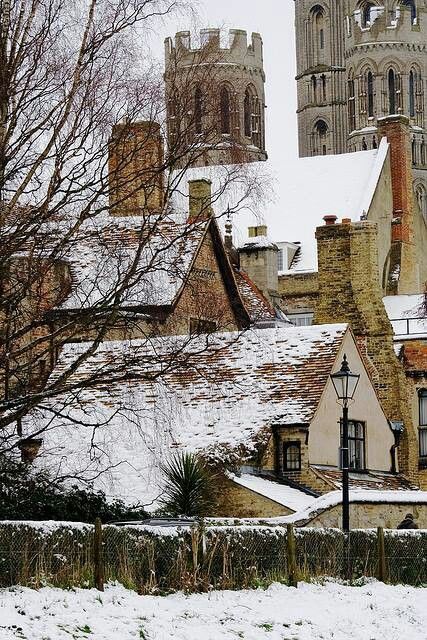 Snowy rooftops Snowy Rooftops, Ely Cambridgeshire, Cambridgeshire England, Elizabeth Goudge, Ely Cathedral, Roof Tops, East Anglia, Regency Romance, People Living