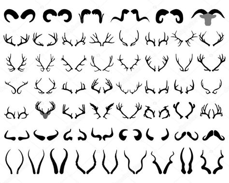 Horns Concept Art, Horn Concept Art, How To Draw Horns, Horn Drawing Reference, Dragon Horns Reference, Tiefling Horns Styles, Demon Horns Drawing Reference, Types Of Horns, Drawing Horns