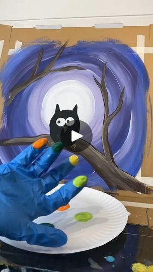 Easy Owl Painting, Fall Owl, Art & Craft Paint, Acrylic Painting For Beginners, Owl Painting, Autumn Painting, Finger Painting, Cute Owl, Simple Art