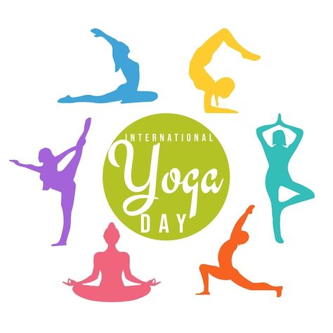 Happy international yoga day 21 june pos... | Premium Vector #Freepik #vector #yoga-day #yoga #yoga-silhouette #meditation Yoga Silhouette, Happy International Yoga Day, 21 June, International Yoga Day, Yoga Day, Logo Background, International Day, Cool Fonts, Vector Photo