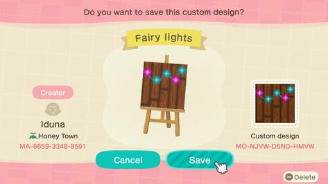 Fairy Lights - Animal Crossing Pattern Gallery & Custom Designs Acnh Simple Panel Ideas, Animal Crossing Custom Designs, Harley Quinn Artwork, Floral Textile, Animal Crossing Qr Codes Clothes, Acnh Codes, Animal Crossing Wild World, Path Design, Stall Designs