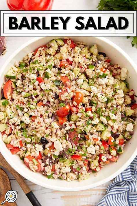 Barley Salad Barley Salad Recipes, Feta Cucumber, Pearled Barley, Barley Salad, Simple Family Meals, Tortellini Salad, Budget Bytes, Salad Meal Prep, Favorite Recipes Dinner