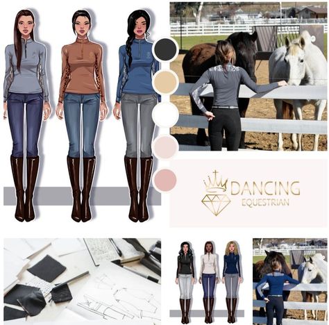 Modern Feminine color palette mood board for an equestrian fashion brand, Dancing Equestrian. Designed by Mauri's Markups #branding #moodboard #brandboard #colorpalette #feminine #equestrian #fashion #modern Equestrian Mood Board, Equestrian Color Palette, Branding Moodboard, Feminine Color Palette, Dynamic Logo, Equestrian Fashion, Dream Clients, Web Design Studio, Board Inspiration