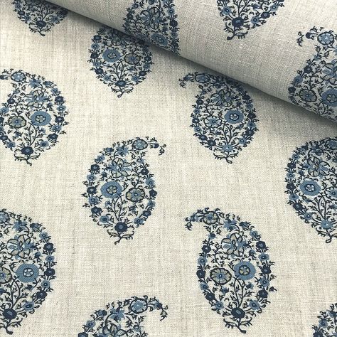 Smoke Sanderson Fabric, Painting Carpet, Paisley Wallpaper, Curtain Fabrics, Paisley Fabric, Mcgee & Co, Stripes Texture, Fine Linen, Blue Paisley