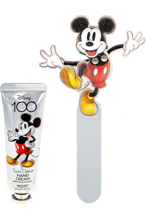 MAD Beauty Disney 100 Years of Wonder Hand Care Set, Mickey Mouse Hand Cream &amp; Nail File, Vanilla Scented &amp; Enriched with Shea Butter, Hydrating &amp; Nourishing, Great Self-Care Gift Disney 100 Years Of Wonder, Lip Balm Packaging, Disney 100 Years, Cream Nail, Mickey Nails, Film Canister, Disney 100, Cream Nails, Beauty Lover