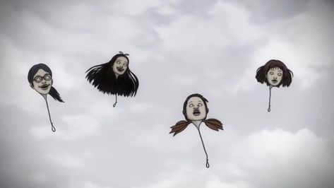 Junji Ito Balloon Head, Tales Of The Macabre, Junji Ito Maniac, Hanging Balloons, Horror Manga, Floating Head, Anime Head, Drawing Heads, Junji Ito