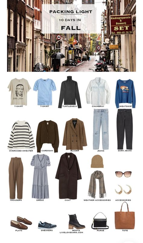 Tour Guide Outfit Style, Euro Trip Outfits Fall, Euro Trip Outfits Autumn, Autumn Trip Outfit, Packing List Fall Vacation, Fall Paris Outfits 2023, Nyc Fall Travel Outfits, Europe Fall Packing List, Autumn Vacation Outfit