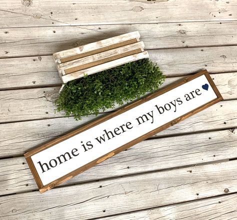 Fixer Upper Farmhouse, Fixer Upper Home, Antler Crafts, Boy Sign, Shed Home, Mom Of Boys, Boys Home, Warm Home Decor, Wood Frame Sign