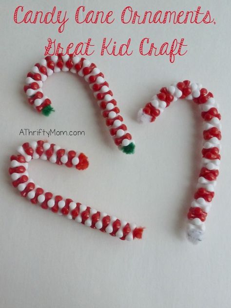 Diy Kids Ornaments, Holiday Deserts, Christmas Ornaments Diy Kids, Candy Cane Ornaments, Ornaments Diy Kids, Thrifty Crafts, Christmas Orniments, Candy Cane Crafts, Christmas Delights