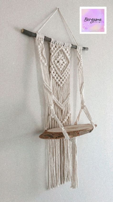 🔹Macrame Wall Hanging Shelf, Boho Indoor Rope Plant Hanger, flower pots holder, Bohemian Home Geometric Art Decor Cotton Bedroom Decorations. 🔹Pack Includes: One Piece of Macrame Hanging Shelf / The shelf is made of natural wood pieces. / The product will be made with a natural piece of wood. Not a dowel. 🔹Height: 29inc / 75 cm - Width: 18 inc / 48 cm - Depth: 8inc / 20 cm (Depth size is approximate. It can vary by 1-2 cm.) 🔹Colour : Multiple color option 🔹100% cotton woven tassels and wood Small Book Shelf, Macrame Wall Hanging Shelf, Macrame Hanging Shelf, Rope Plant Hanger, Rope Plant, Wall Hanging Shelf, Wall Hanging Shelves, Flower Pot Holder, Plant Shelf